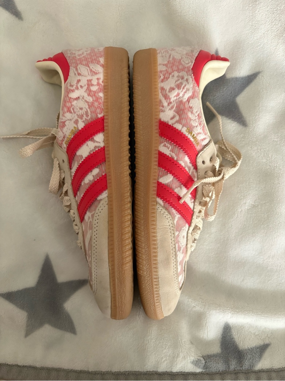 adidas Beige and Hot Pink Floral Liberty Lace-Up Sneakers - Picture 6 of 7